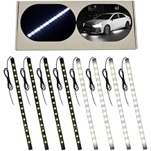 12V LED Light Strip 27.5CM Car Underglow LED Strip Lights for Cars Motorcycles Golf Cart Interior & Exterior Marine Boat White LED Strip Waterproof 5050 15SMD, Pack of 8