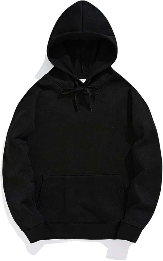 Lightweight Hoodie Men Fall Winter Long Sleeve Pullover Tops with Kangaroo Pocket Drawstring Oversized Solid Outfit