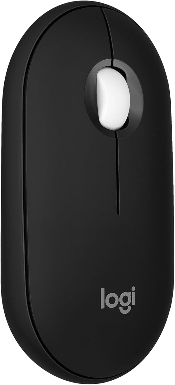 Logitech M350s Pebble 2 Bluetooth Wireless Mouse - Black | Slim, portable, lightweight, customizable button, quiet clicks, easy-switch for Windows, macOS, iPadOS, Android, Chrome OS