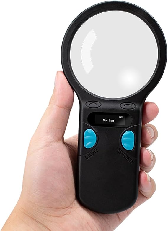 RFID Reader Scanner for Animal Pet Microchip, EMID FDX-B ISO11784/85 Tag Types, Long Range Detection, USB 2.4G Bluetooth Connectivity, 128 Storage, OLED Screen, Management