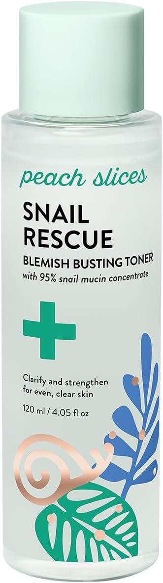 Peach Slices - Snail Rescue Blemish Busting Toner (4.05 oz) - 95% Snail Mucin Concentrate - Clarify, Strengthen, Balance - Hyaluronic Acid & CICA - Clean & Cruelty Free - Korean Skin Care & Beauty