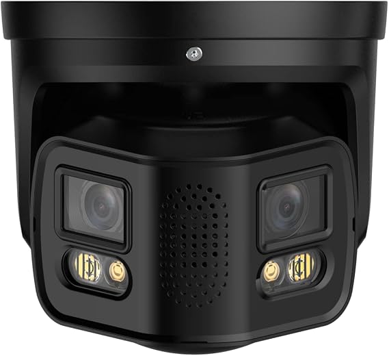 EmpireTech Security Wired Camera Outdoor 4K Full-Color 24MP Dual-Lens 1/1.8" CMOS Smart Splicing IP POE Camera Outputs 180 Wide Angle, Two-Way Talk IPC-Color4K-T180 (Black)