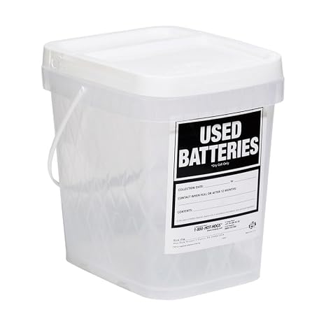 PIG Battery Disposal Container | Used Dry-Cell Battery Storage | 2 Gallon Capacity | PMB30595