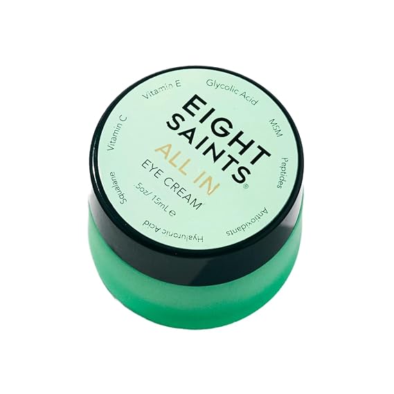 Eight Saints Skin Care All In Eye Cream, Anti Aging Eye Cream to Reduce Puffiness, Wrinkles, Eye Bags, Dark Circles Eye Treatment, with Hyaluronic Acid, Vitamin C, Peptides, 0.5 Ounces