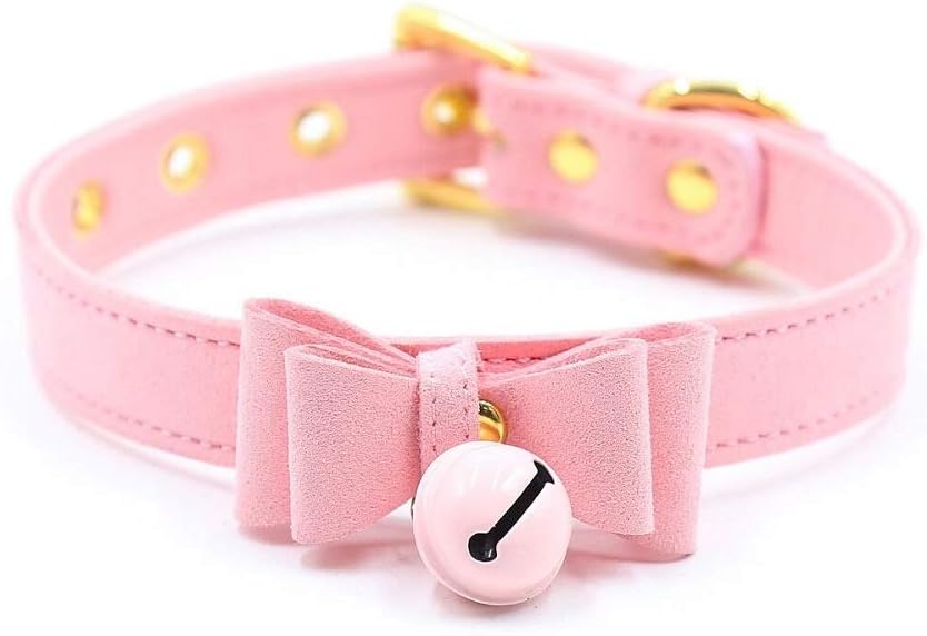 Women Collar Choker Necklace with Bell Cute Bow Cat Cosplay Kitty Necklace