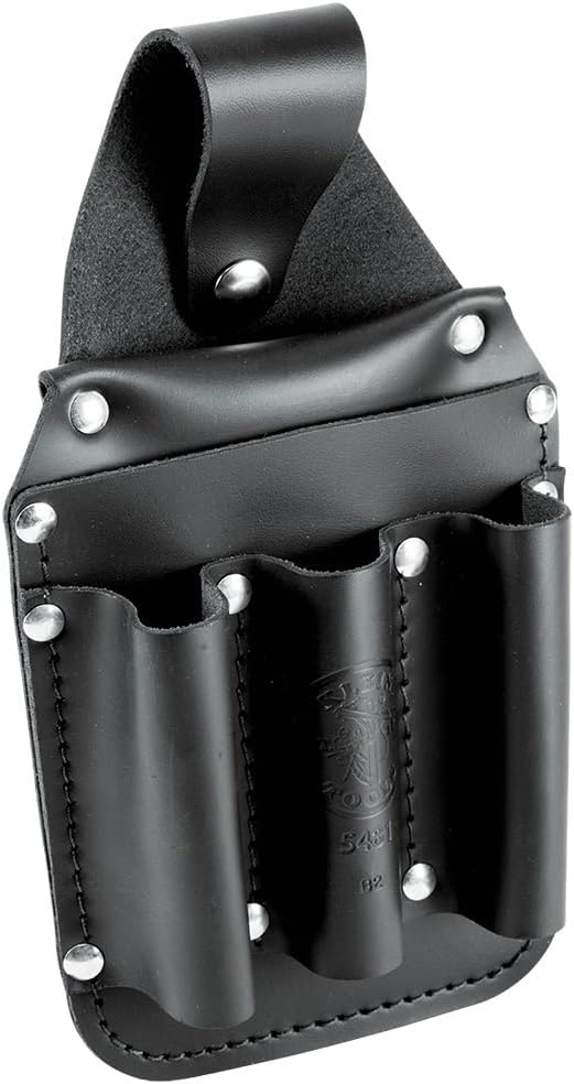 Klein Tools 5481 Tool Pouch, Back Pocket Electrician Tool Pouch made of Double Stitched and Riveted Leather, 6-Pocket, 5.75 x 2.5 x 10-Inch