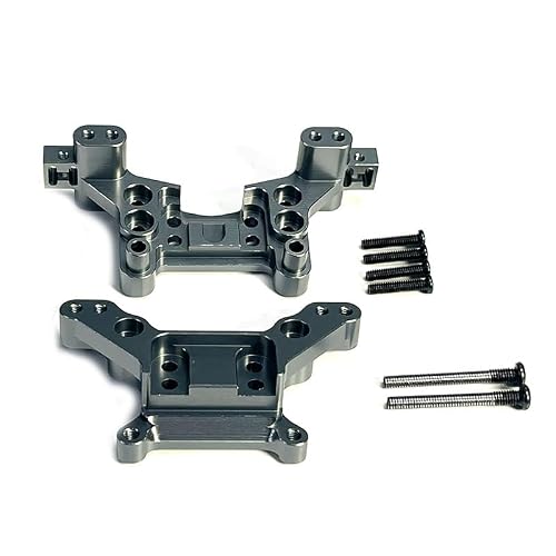 2PCs Front & Rear Metal Shock Mount Parts, RC Car Upgrade Parts, 16170 16180, for Hyper Go H16BM H16GT H16DR Jetwood MJX 116 Scale RC Car Dark Grey