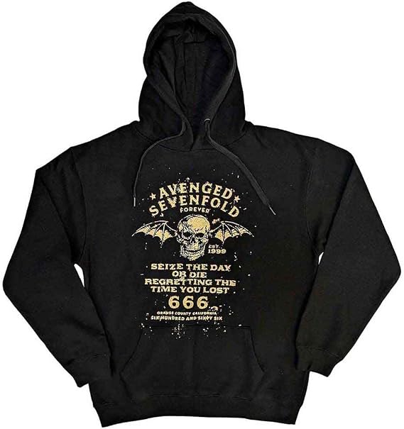 Bravado Avenged Sevenfold Hoodie Seize The Day Band Logo Official Unisex Black Pullover Size XL