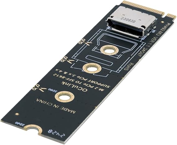 CY Card 2280 PCI-E4.0 M.2 M-Key to Oculink SFF-8612 SFF-8611 Vertical Host Adapter for NVME U.2 SSD Egpu