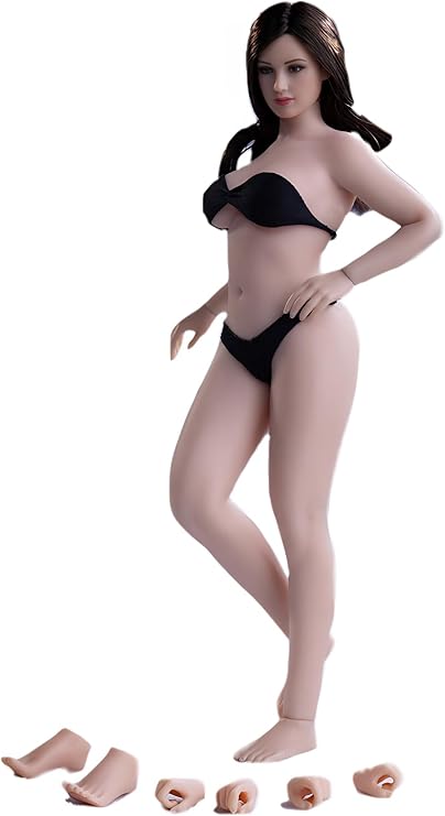 Fremego 1/12 Scale Female Action Figure,6inch Female TBLeague Super Flexible Pale Skin Plump Body Middle Bust Miniature Action Figure Collectible (T04A)