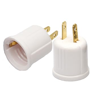 Outlet to Socket Adapter,Plug-in Light Socket,Polarized 2-Prong Outlet to E26 E27 Screw Base Bulb Socket, 660 Watt, 125 Volt, UL Listed (Ivory,2-Pack)