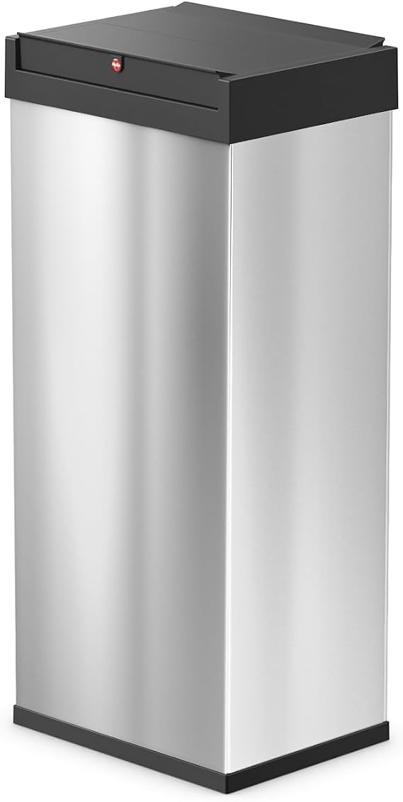 Hailo Big-Box Swing XL Rubbish Bin - 1 x 52 Litres - Self-Closing Swing Lid Made of Stainless Steel - Rubbish Bag Clamp Frame - Kitchen Waste Bin Rectangular - Waste Bin Made in Germany - Stainless Steel