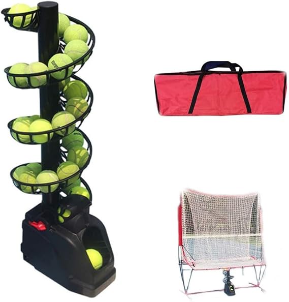 Tennis Ball Throwing Machine with Tennis Net and Bag, Portable Tennis Ball Throwing Machine, Adjustable Self-Service Tennis Training, Tennis Learning for Beginners