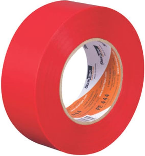 Shurtape PE 444 UV-Resistant Stucco Masking Tape, 48mm x 55m, Red, 1 Roll (107239)