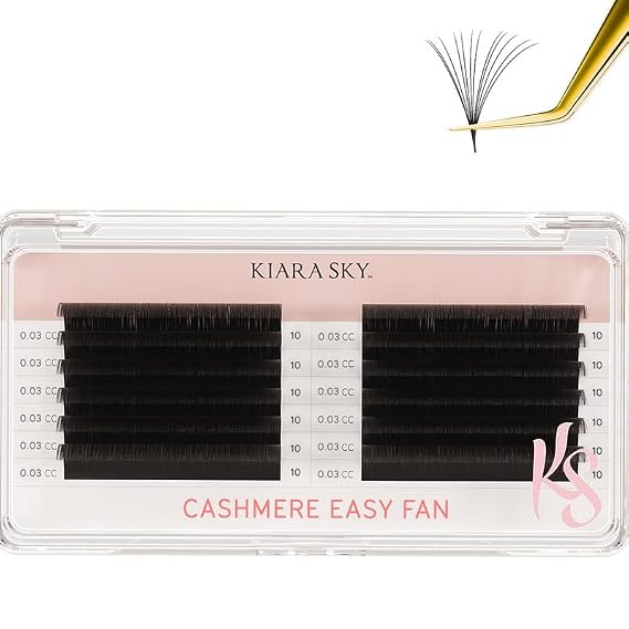 KIARA SKY LASH Premium Cashmere Easy Fan Lash Extensions | Soft Semi-matte natural finish | Fans like Butter | For Professional Eyelash Extensions Use
