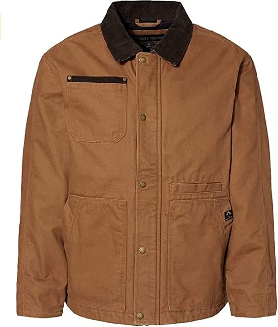 DRI DUCK Rambler Men's Cotton Canvas Hoodless Work Jacket, 5091, 4X-Large, Saddle