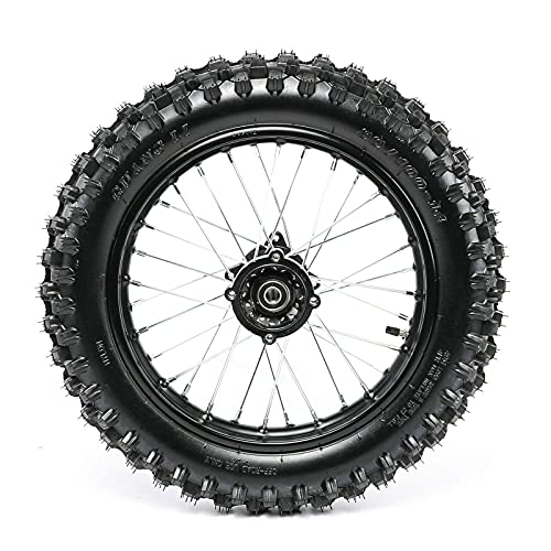90100-14 Rear Wheel Tire and Rim Inner Tube, 14 Universal Rear Tire with 15mm Bearing Assembly for 125140150160cc Dirt BikePit bike Direct Replacement Parts