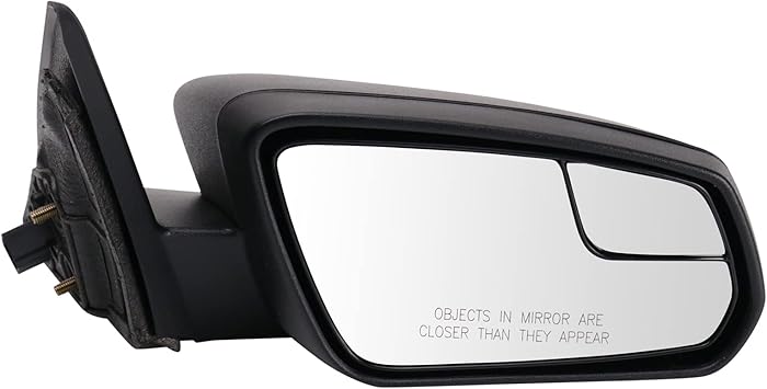 TRQ Passenger Side Power Mirror with Spotter Glass Textured Black Compatible with 2013-2014 Ford Mustang FO1321451