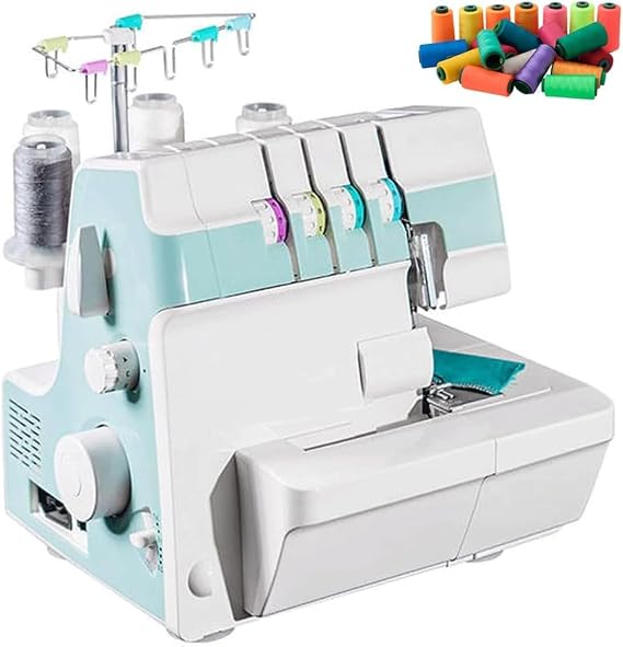 Heavy-Duty Overlock Sewing Machine, Coverstitch Serger with Adjustable Gauge, Trim Trap & Snap-On Presser Feet for Beginners & Professionals(Color:Pink)