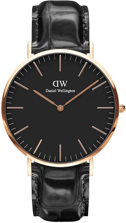 Daniel Wellington Classic Reading Watch, Italian Black Leather Band