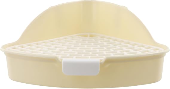 Potty Corner Toilet for Guinea Pigs, Rabbit Toilet Solid, Plastic Rabbit Litter, Rabbit Toilet with Grid, Leak-proof and Easy to Clean Corner Toilet for Rabbits (White)