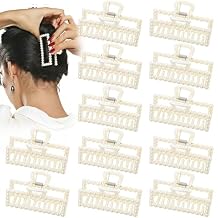 12 Pcs Pearl Hair Claw Clips Bulk for Women White Pearl Claw Barrettes for Thin Curly Thick Long Cute Non-slip Strong Hold Hair Styling Accessories for Bridesmaid Women Wedding