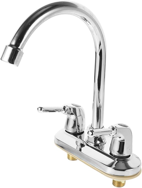 Rotatable Spout Kitchen Faucet with Dual Handles Swivel Sink Tap for Hot and Cold Water Easy Installation Double Mixer Tap for Kitchen and Bathroom Sinks