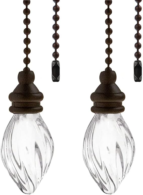 Ceiling Fan Pull Chains Ornaments 12 Inches Light Pull Chains with Acrylic Pendant Decorative Extensions for Ceiling Light Lamp Fan Chain(Bronze) 2 Pcs