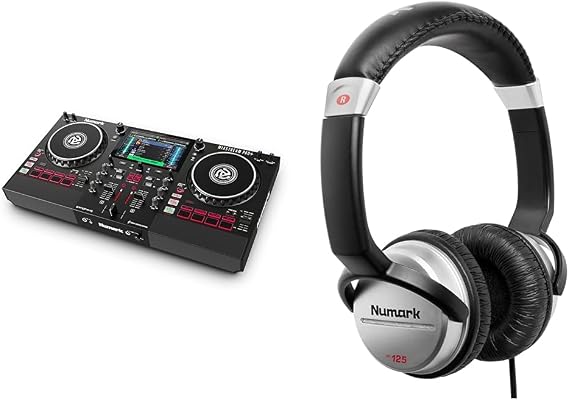 Numark Mixstream Pro+ Standalone DJ Controller, Amazon Music Unlimited Streaming, Mixer & HF125 - Ultra-Portable Professional DJ Headphones with 6 ft Cable, 40 mm Drivers