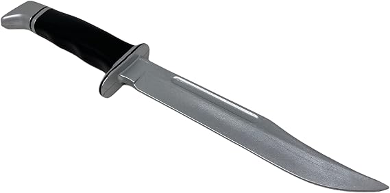 Rubber Johnnies Woodsboro Stab Knife, Con Safe, 30cm Long, Black Handled, Halloween Movie Prop, Ghost Screams, Buck Horror Prop