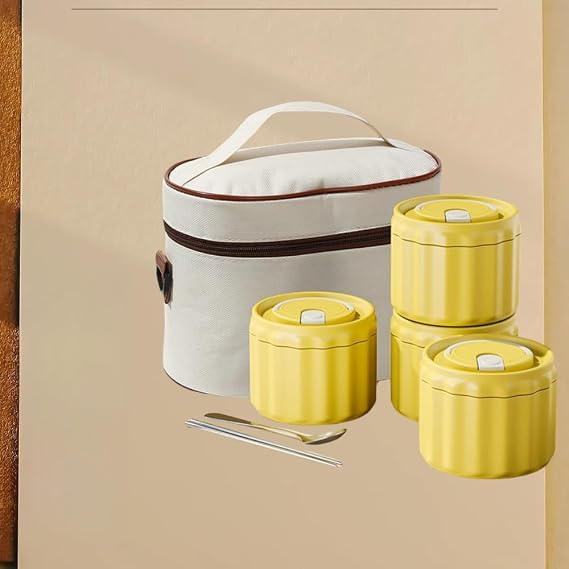 Lunch Box 316 Stainless Steel Vacuum Lock Temperature, 15.3 fl oz 440 ml, 23.6 fl oz 600 ml Microwave Oven Heating Insulated Lunch Box for Students Portable Use to Work 4-6 Hours of Heat
