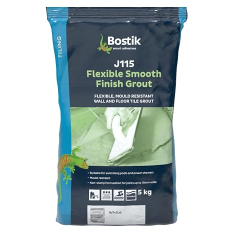 Bostik J115 Flexible Smooth Finish Tile Grout White - 5kg - Mould-Resistant
