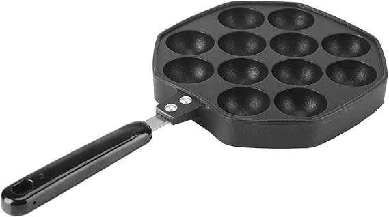 Walfront 12 Cavities Non Stick Aluminum Takoyaki Grill Pan Plate Octopus Pancake Maker for Takoyaki and Round Pancakes, #803, WALFRONT20kyrp1748