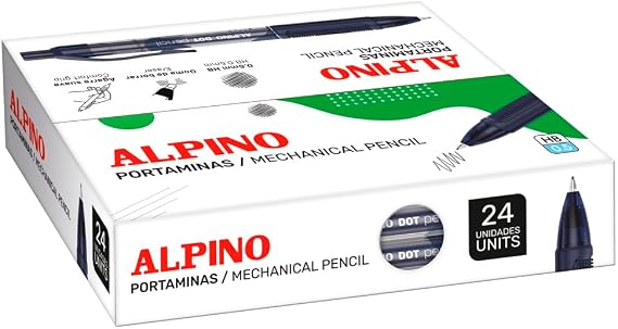 Alpino - DOT 0.5mm Mechanical Pencil + Leads - Precise and Smooth Writing | Blister Box of 24 | Retractable System and Ergonomic Design | Includes Box of 20 Refills
