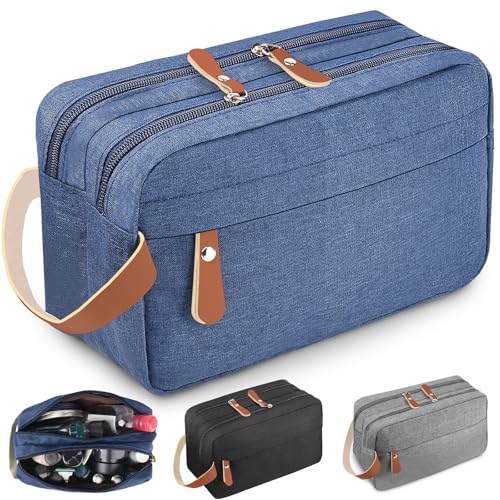 CaCTOUR Travel Toiletry Bag for Men Hanging Dopp Kit Water Resistant Shaving Bag for Toiletries Accessories, Small Toiletry Bag for Traveling Blue
