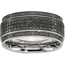 Jewels By Lux Stainless Steel Polished Diamond Ridged Edge Band