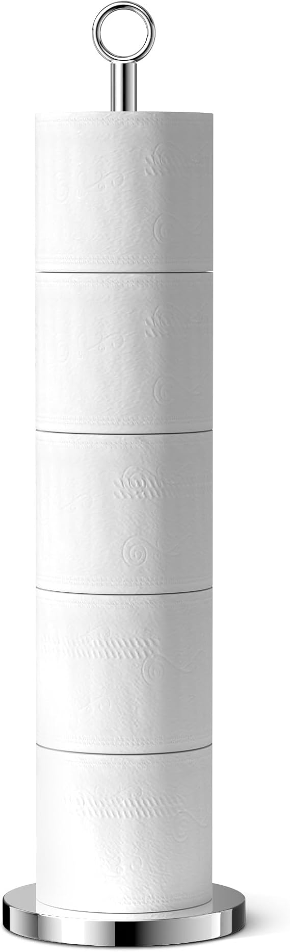 Toilet Paper Holder Stand Free Standing Rolls Storage,Chrome | Modern Bathroom Toilet Paper Holder Stand, Stainless Steel, 4 Roll Storage, Freestanding Design, Space Saving, Easy Assembly