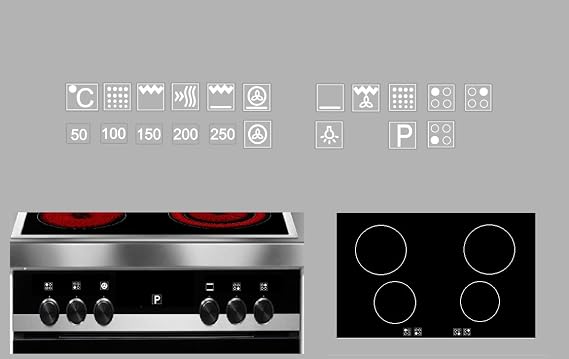 Generisch 23-Piece White Cooker Stickers Set (R59/5) - Vinyl, Bubble, Self-adhesive, Water-resistant, Indoor-Outdoor, Matte Finish