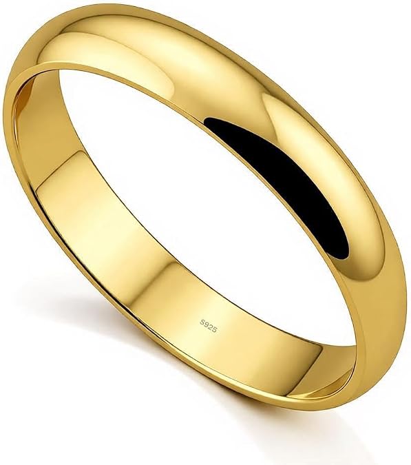 Solid 925 Sterling Silver Polished Dome Wedding Band Ring | Comfort Fit for Men & Women, 3.5mm Wide, Sizes 4-13
