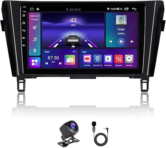 4+64GB Android 15 Car Stereo Radio for Nissan Rogue X-Trail 2014-2018 | 10.1 inch, 8Core, Wireless Carplay Android Auto, Car GPS Navigation Unit, 1280x800 HD Touchscreen, SWC, Camera, Plug & Play