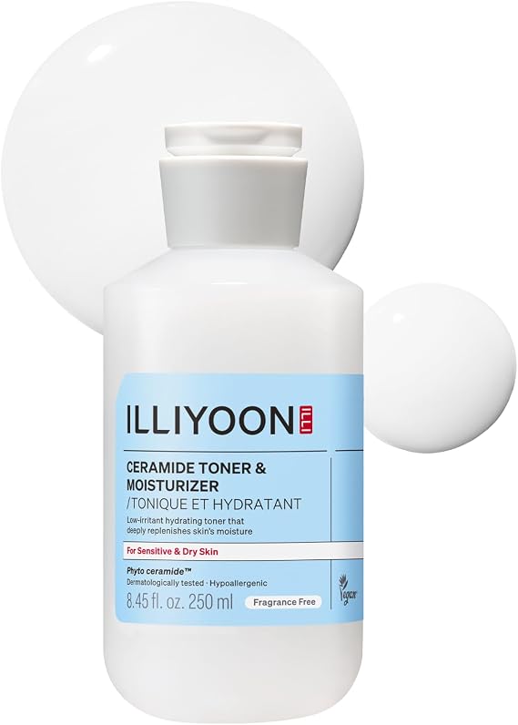 ILLIYOON Ceramide ATO Milky Facial Toner (250ml/ 8.45 Fl. Oz.), Lightweight Milky Essence, 2-in-1 Deep Hydration & Barrier Support for Sensitive Dry Skin, Gentle & Fragrance-Free, Korean Skincare