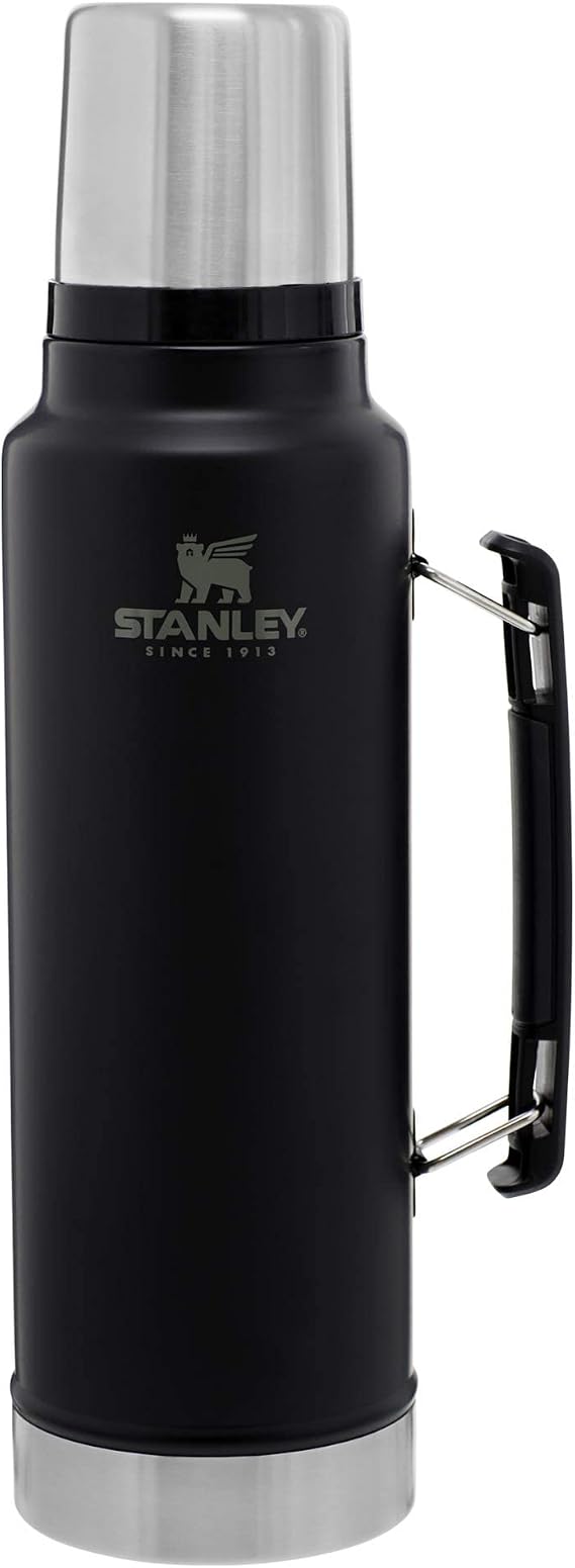 Stanley Classic Legendary Vacuum Bottle 1.5 qt | Wide Mouth with Leakproof Cup Lid | Keep Drinks Hot or Cold | Packable for Travel | Insulated Stainless Steel Thermos | BPA-Free | Matte Black