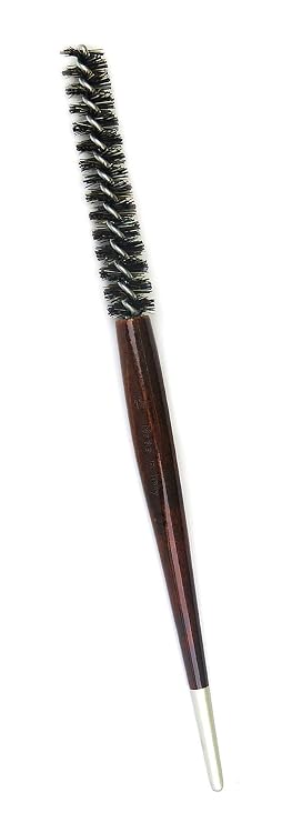 Tredoni Boar Bristle Short Hair Round Hairbrush, Blow-Dry Brush (0.6 inch) | Elongated Wooden Natural Boar Bristle Thin Brush for Styling Fringe, Smooth Curls & Add Volume to Short Hair, Made in Italy