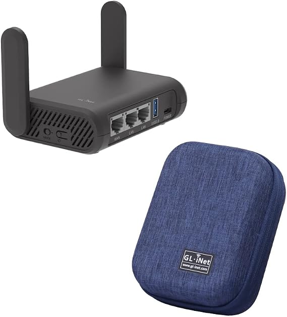 GL.iNet GL-A1300 (Slate Plus) Wireless VPN Encrypted Travel Router & Gadget Organizer Case (Blue)