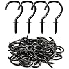 RELBRO Screw Hooks, 1-1/4 Inch Metal Screw in Cup Hooks, Black, 50 Pcs