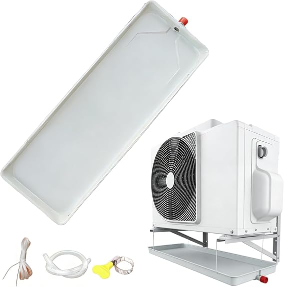 Plastic Condensation Water Drainage Tray,Air Conditioner Drip Tray Condensate Drain Pan,Portable Air Conditioner Drip Tray,Includes Drain Hose and Clamp,Universal Air Conditioner Drain Kit (1-2P)