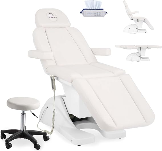 Salon & Spa Chair - Electric Adjustable Massage Bed & Tattoo Chair - White