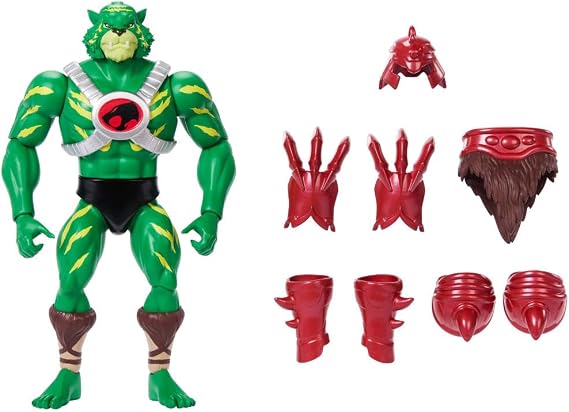 Masters of the Universe Origins & Thundercats Action Figure, Battle Cat Man Toy, 1980s Brand Crossover, 5.5-inch Posable with Battle Claws, Mini Comic
