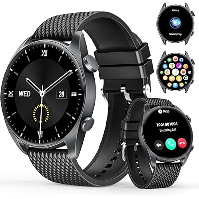 MFVLP Smart Watch for Men Women, 1.43 AMOLED HD Fitness Watch with 120 Sports Modes, Bluetooth CallHeart RateSleep MonitorPedometer, Smartwatch for Android iOS, IP68 Waterproof, GBlack