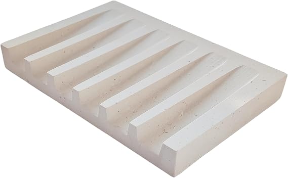 Natural Beige Marble Soap Dish for Bathroom Shower Sink,Stone Soap Holder with Self Draining (Beige)